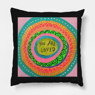 You Are Loved Rainbow Mandala Pillow