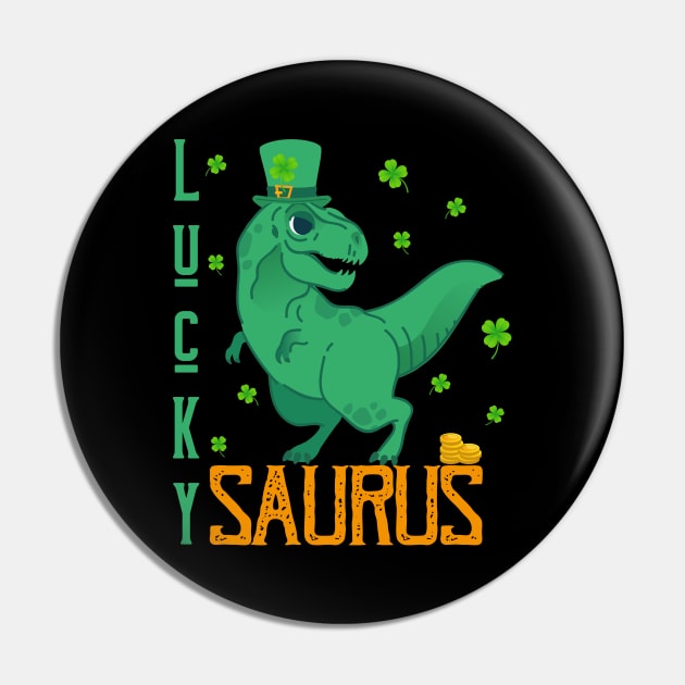 Lucky Saurus FUNNY Dinosaur Saints Patrick's Day Pin by happy6fox