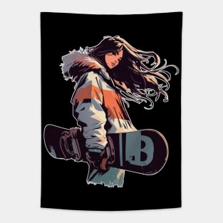 Anime girl snowboarder Tapestry