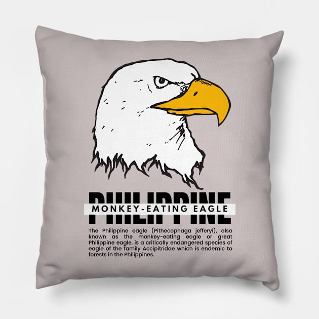 Philippine Eagle Pillow by TRACHLUIM