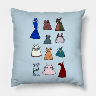 Paper Doll Party Dresses Pillow