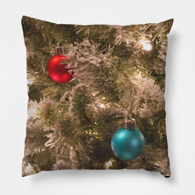 Christmas tree lights ornaments Pillow by Beccasab photo & design