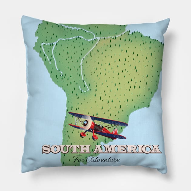 south american travel map Pillow by nickemporium1