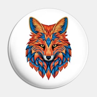 Spectrum Fox: Radiant Op Art Red Fox Design Pin