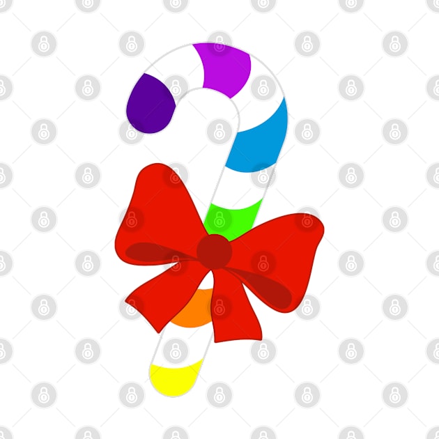 RAINBOW MULTICOLORED CHRISTMAS CANDY CAN WITH RED BOW by iskybibblle