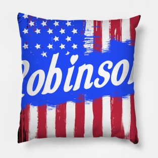 American Flag Robinson Family Gift For Men Women, Surname Last Name Pillow