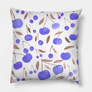 Watercolor cherries pattern - very peri Pillow