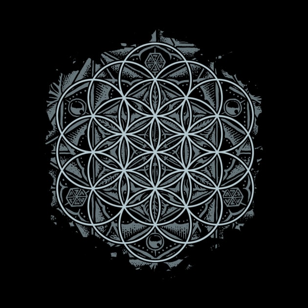 Sacred Geometry Flower of Life Mandala Monochrome by Roberto Jaras Lira