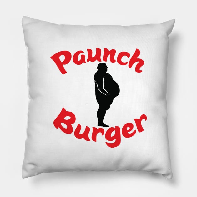 Paunch Burger Pillow by tvshirts