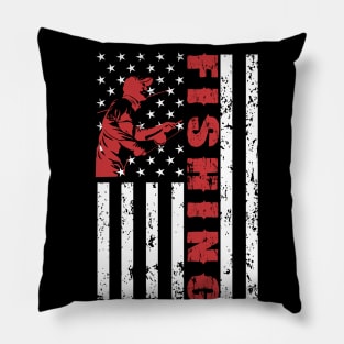 Fishing American Flag - US Sports Pillow