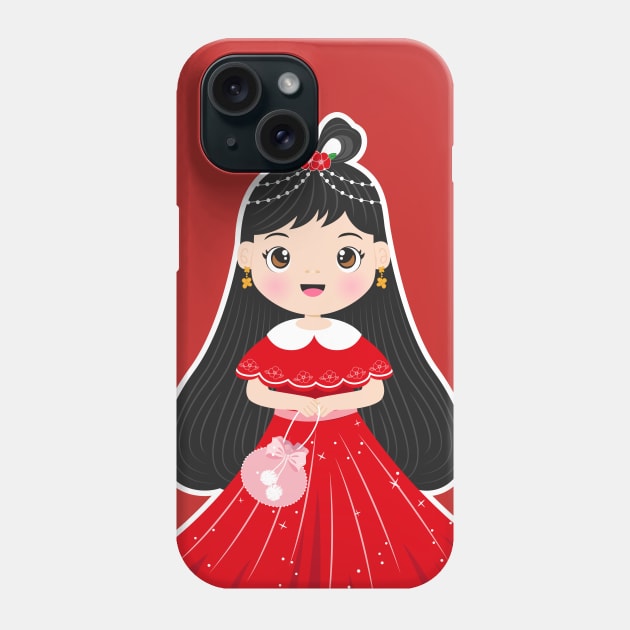 Cute red chinese girl Phone Case by Riczdodo