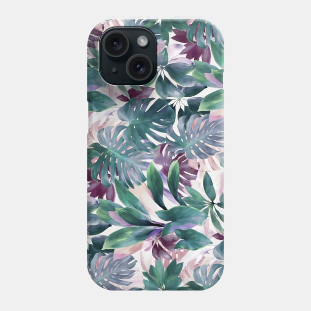 Tropical Emerald Jungle in light cool tones Phone Case by micklyn