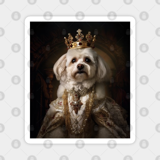 Regal White Havanese - Medieval Cuban Queen Magnet by HUH? Designs