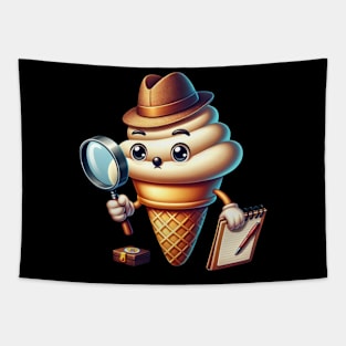 Detective Ice Cream Cone – Sweet Mystery Solver Sticker Tapestry
