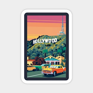 A Vintage Travel Art of Hollywood - Los Angeles - California - US Magnet