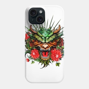 Wonderful colorful dragon head with flowers Phone Case