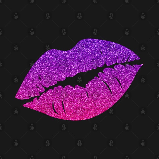 Bright Pink Purple Ombre Faux Glitter Lips by Felicity-K