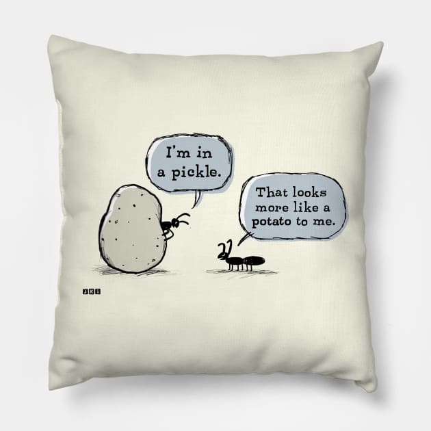 Funny Cartoon with Ants | I'm In A Pickle Pillow by Coffee Squirrel