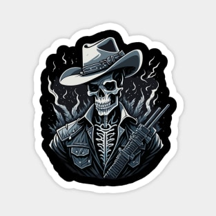 Cowboy Skull with Gun Magnet