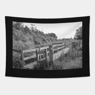 Wooden bridge over the river in rural Norfolk Tapestry