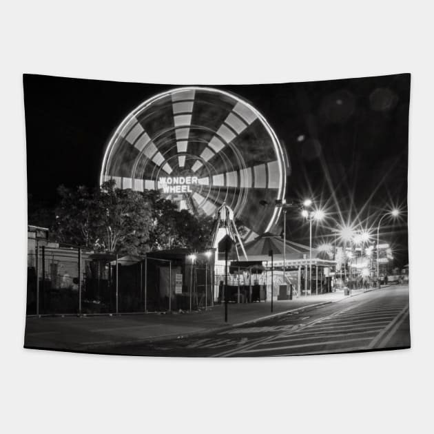 The Wonder Wheel at Night Tapestry by ShootFirstNYC