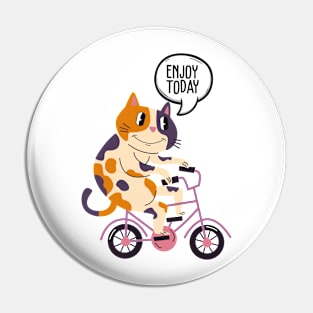 Cat Riding a Bike Pin