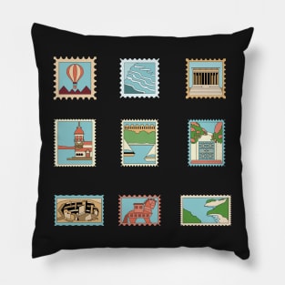 Turkey Stamp Collection(Cappadocia, İstanbul) Pillow