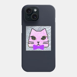 Sassy Pink Cute Cat With Bow Tie Phone Case