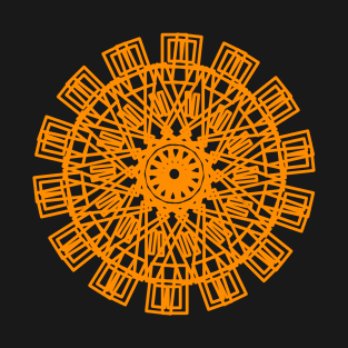 Unique circular geometric pattern design in orange color T-Shirt