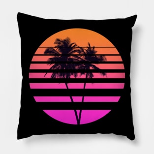 Tropical Palms in Retrowave Pillow