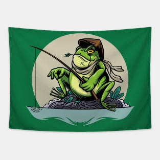 fishing frog illustration Tapestry