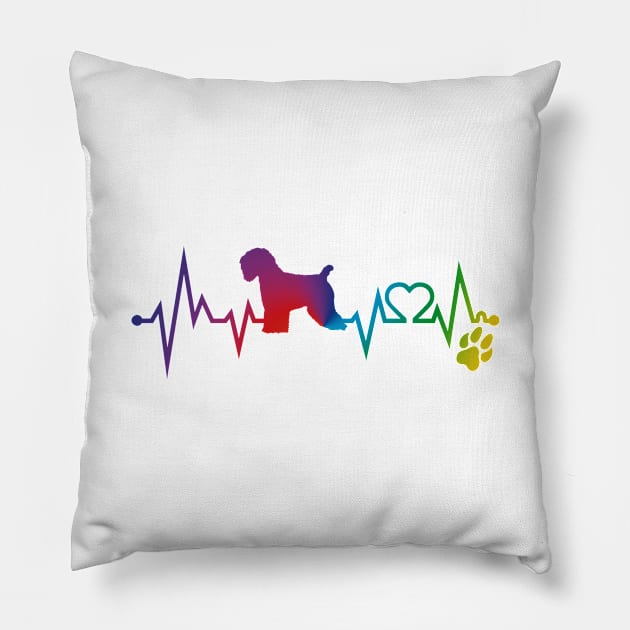 Soft coated wheaten Terrier Colorful Heartbeat, Heart & Dog Paw Pillow by kimoufaster