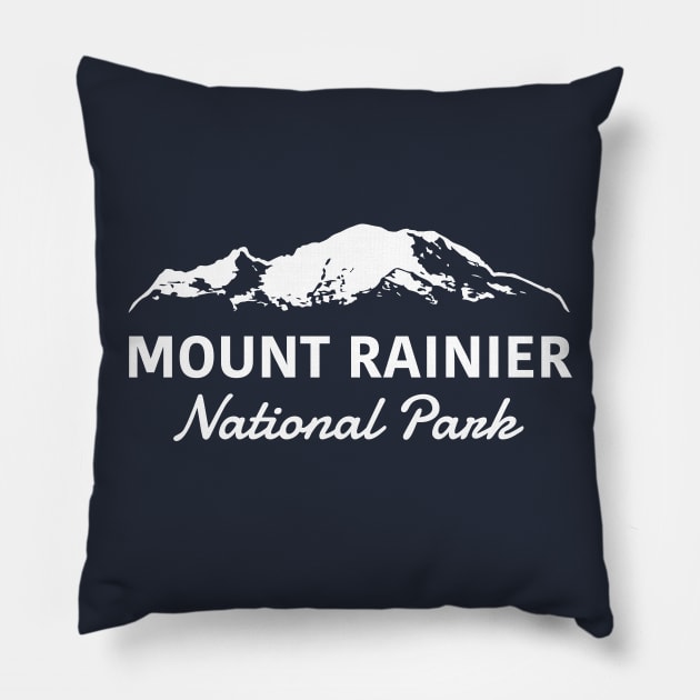 Mount Rainier National Park Text Sunrise Pillow by LucentJourneys