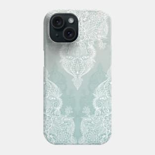 Lace & Shadows - soft sage grey & white Moroccan doodle Phone Case