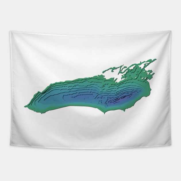 Lake Ontario Topographical Map Tapestry by kiramrob