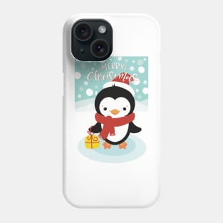 Merry Christmas! Cute little Christmas penguin wishing you a Merry Christmas in the snow. Phone Case