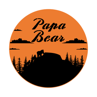 Papa Bear Two Cubs Walking in Mountains sunset T-Shirt