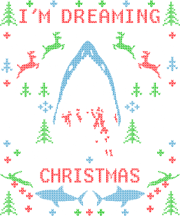 I'm Dreaming of a Great White Christmas Shark Ugly Christmas Sweater Magnet