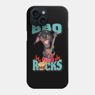 Cute Barbeque Rocks with dachshund doxie dog playing guitar tee Phone Case