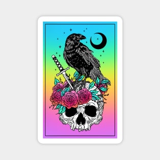 Crow with skull Magnet