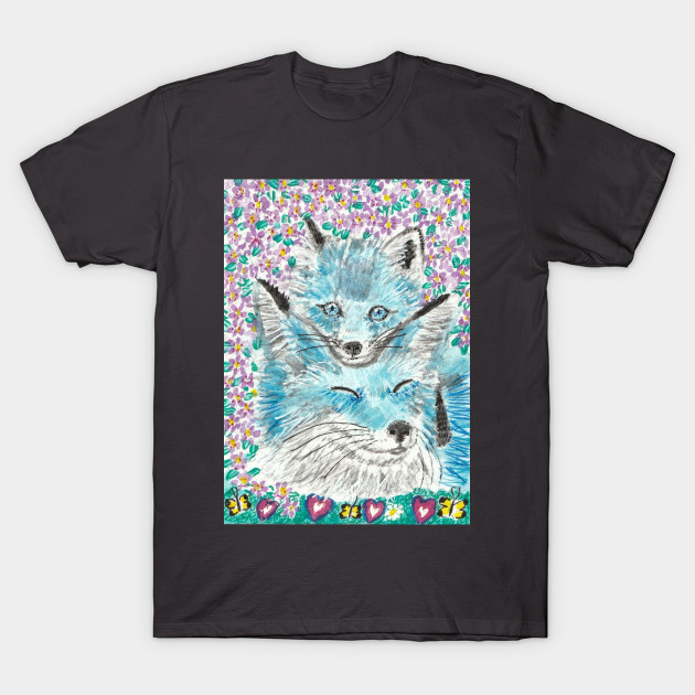 Mother And Baby Blue Fox Painting Blue Fox T Shirt Teepublic