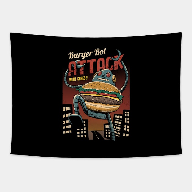 Burger Bot Tapestry by Vincent Trinidad Art