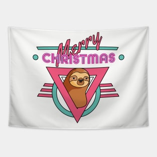 merry christmas, sloth retro Tapestry