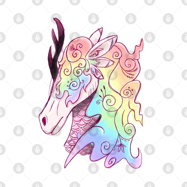 Edgy Rainbow Unicorn Kirin Cryptid by narwhalwall