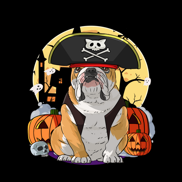 English Bulldog Happy Halloween Pirate Costume by Noseking