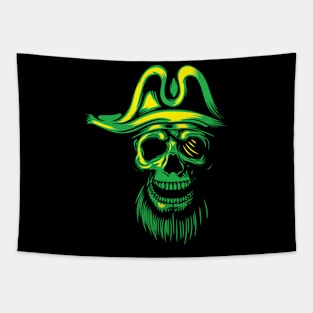 Green Skull Pirate Tapestry