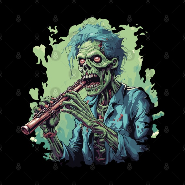 Zombie Playing On Flute - Halloween Design by PaulJus