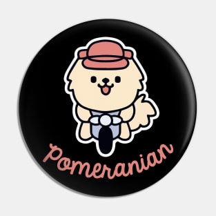 Pomeranian Dog Vintage Biker Dog Owner Retro Funny Dog Pin