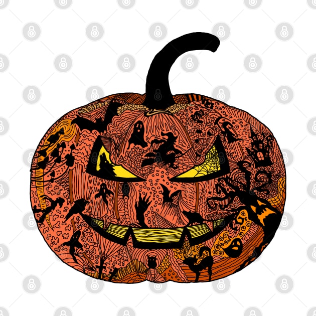 Halloween Pumpkin Doodle Line Art by H. R. Sinclair