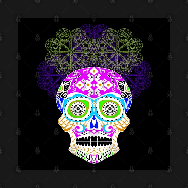 ñanduti night light ecopop skeleton catrina head in street graffiti style artsy 2 by jorge_lebeau